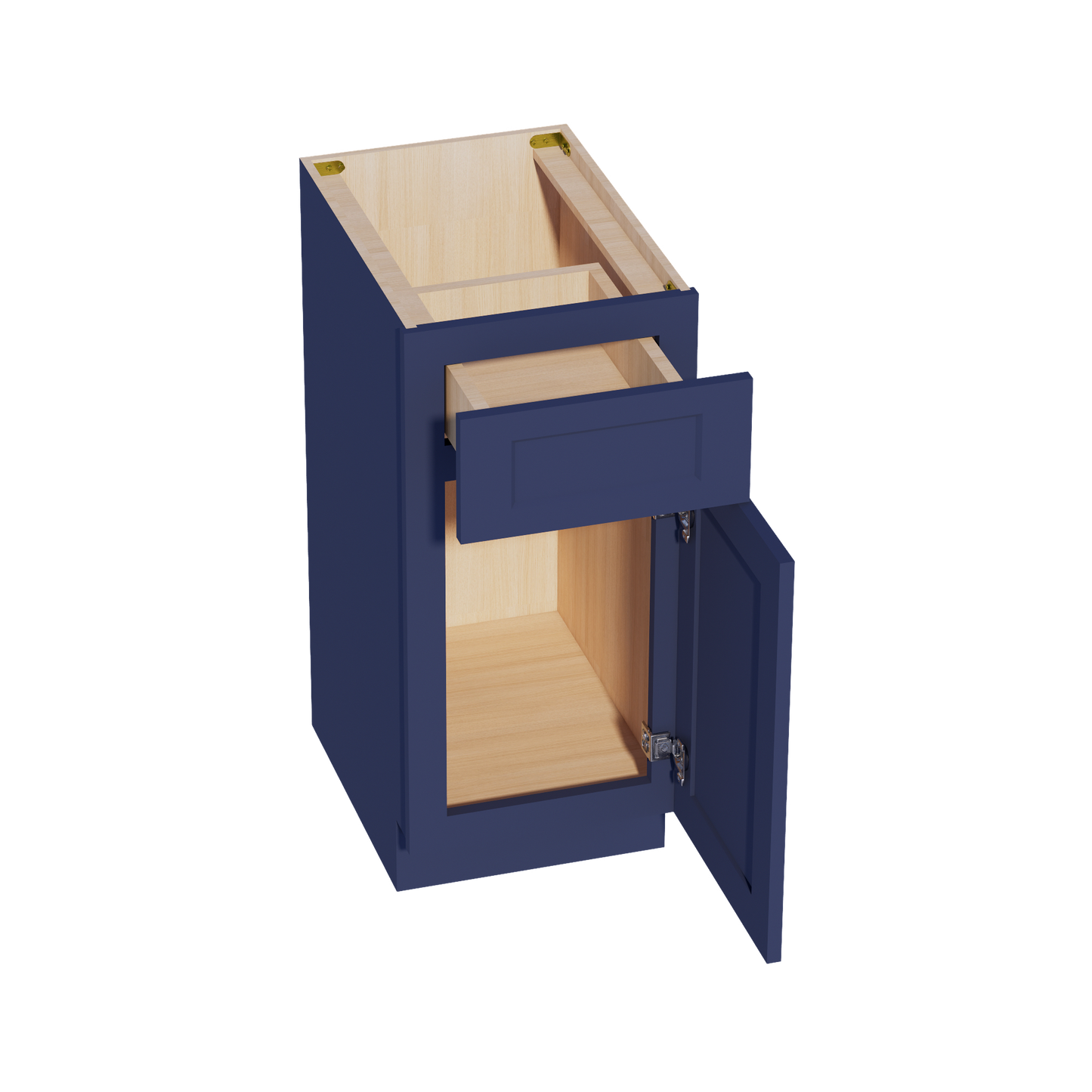 HB-VB1521: Indigo Blue Shaker 15"W x 34-1/2"H x 21"D 1 Door & 1 Drawer Single Door Vanity Base Cabinets