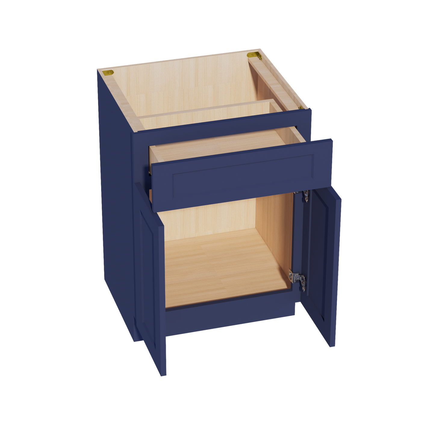 HB-VB2421: Indigo Blue Shaker 24"W x 34-1/2"H x 21"D 2 Doors & 1 Drawer Double Door Vanity Base Cabinets