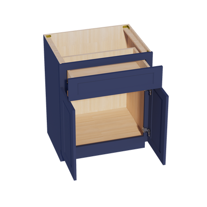 HB-VB2721: Indigo Blue Shaker 27"W x 34-1/2"H x 21"D 2 Doors & 1 Drawer Double Door Vanity Base Cabinets