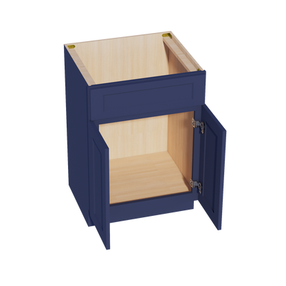 HB-VSB2421: Indigo Blue Shaker 24"W x 34-1/2"H x 21"D 2 Doors & 1 False Drawer Vanity Sink Base Cabinets