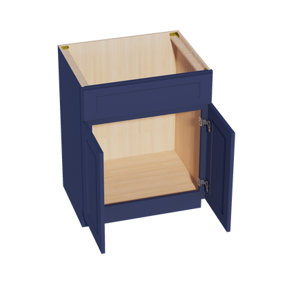 HB-VSB2721: Indigo Blue Shaker 27"W x 34-1/2"H x 21"D 2 Doors & 1 False Drawer Vanity Sink Base Cabinets