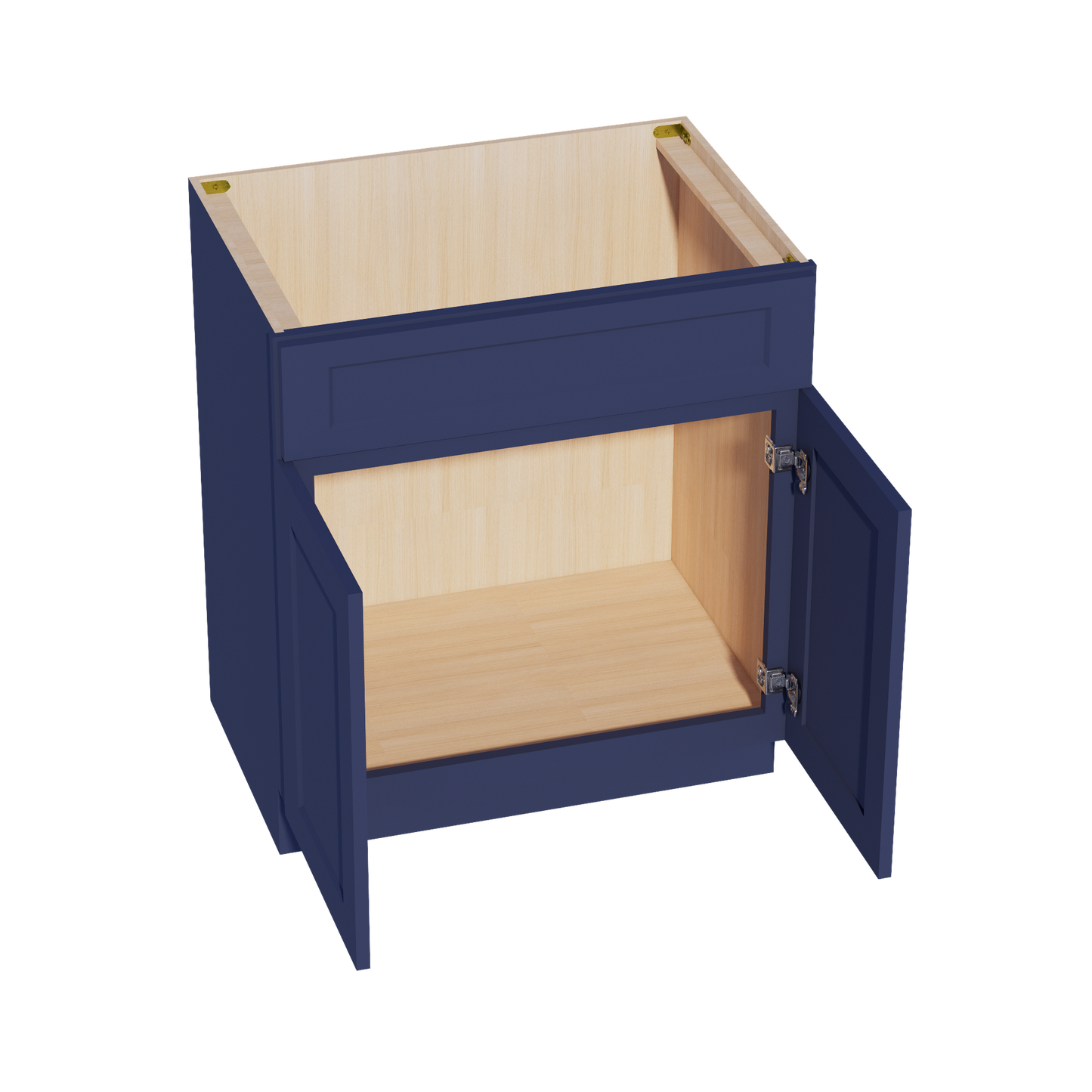 HB-VSB3021: Indigo Blue Shaker 30"W x 34-1/2"H x 21"D 2 Doors & 1 False Drawer Vanity Sink Base Cabinets