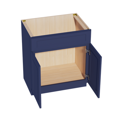 HB-VSB3021: Indigo Blue Shaker 30"W x 34-1/2"H x 21"D 2 Doors & 1 False Drawer Vanity Sink Base Cabinets