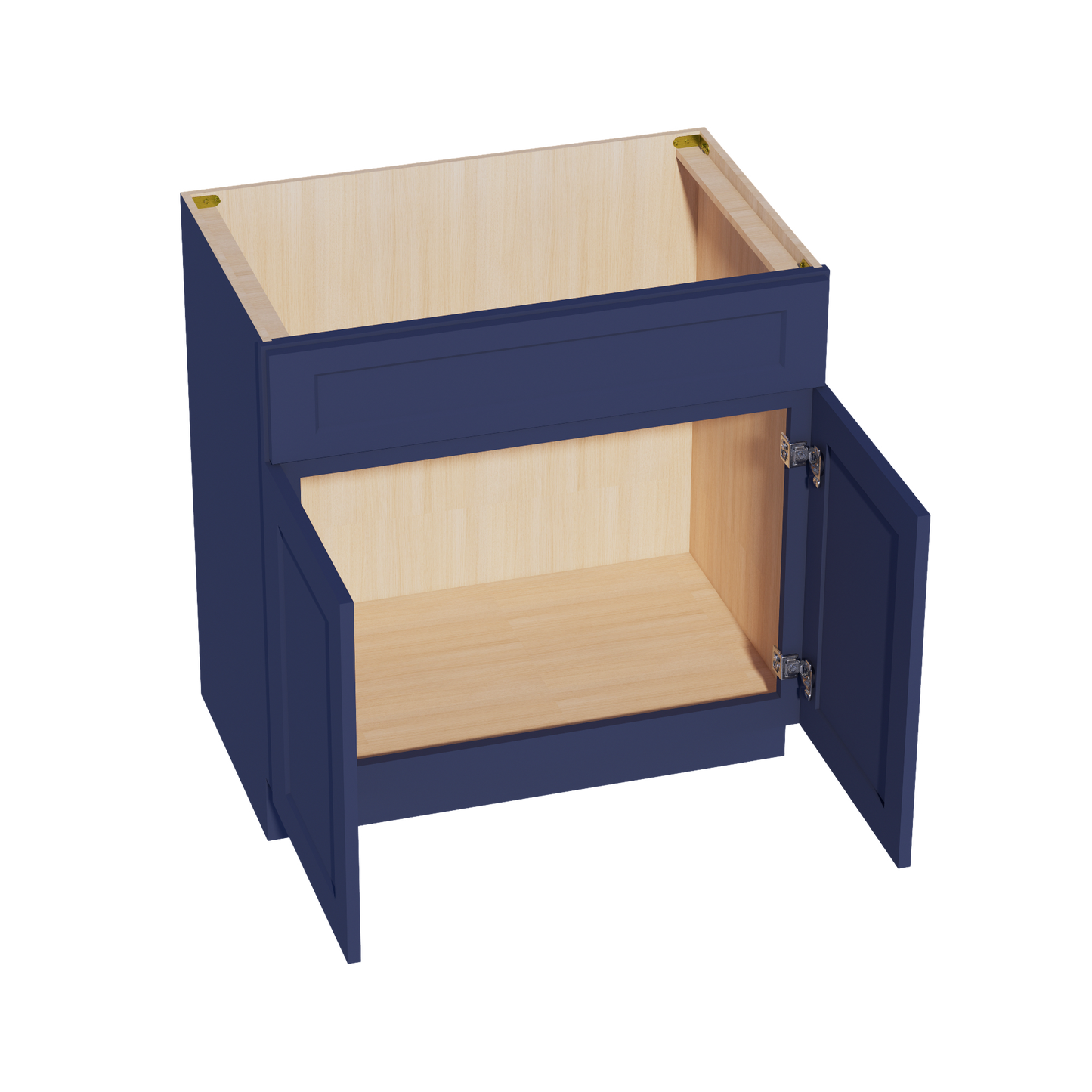 HB-VSB3321: Indigo Blue Shaker 33"W x 34-1/2"H x 21"D 2 Doors & 1 False Drawer Vanity Sink Base Cabinets