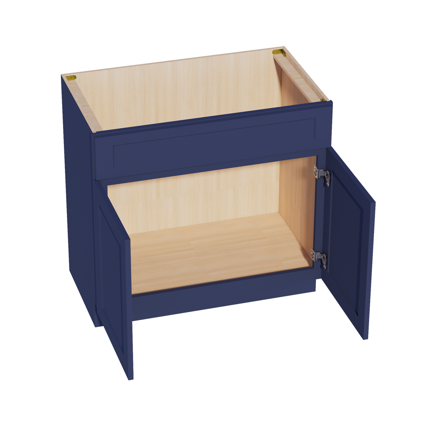 HB-VSB3621: Indigo Blue Shaker 36"W x 34-1/2"H x 21"D 2 Doors & 1 False Drawer Vanity Sink Base Cabinets