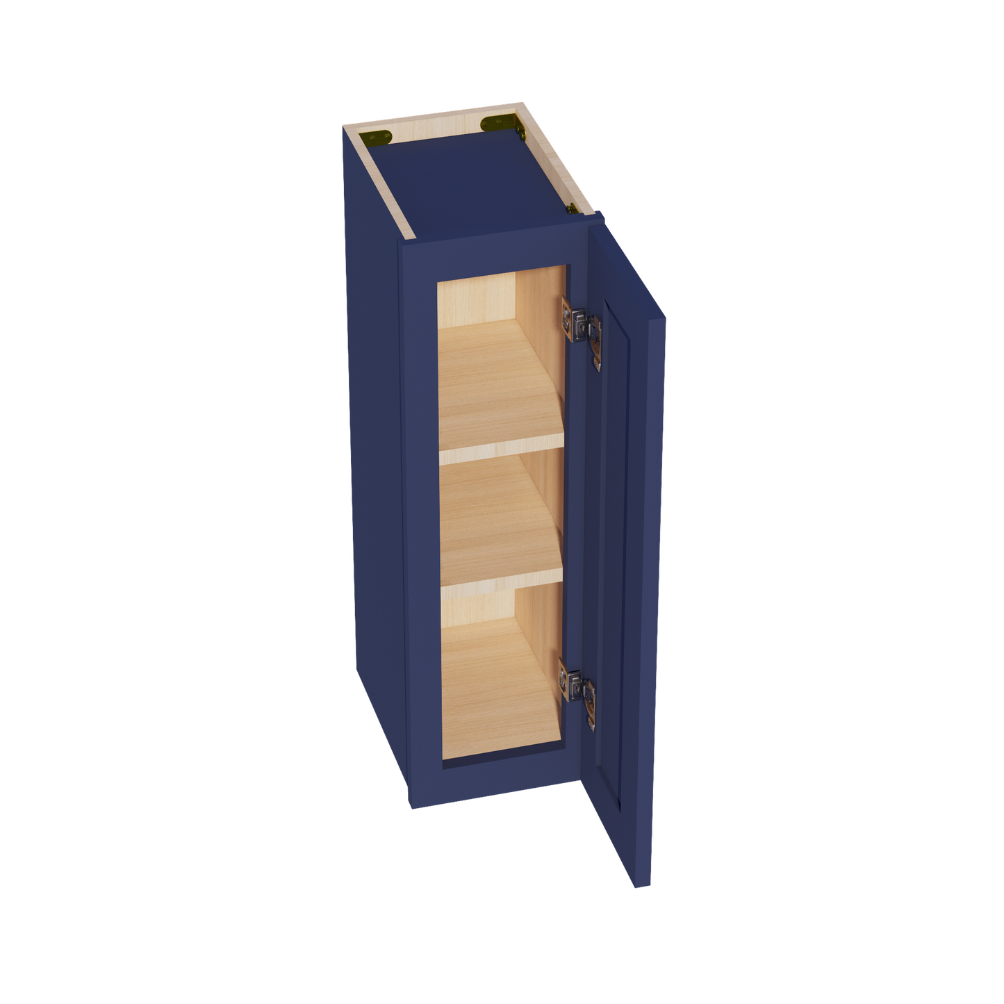 HB-W0930: Indigo Blue Shaker 09"W x 30"H 1 Door & 2 Shelves Standard Wall Cabinet