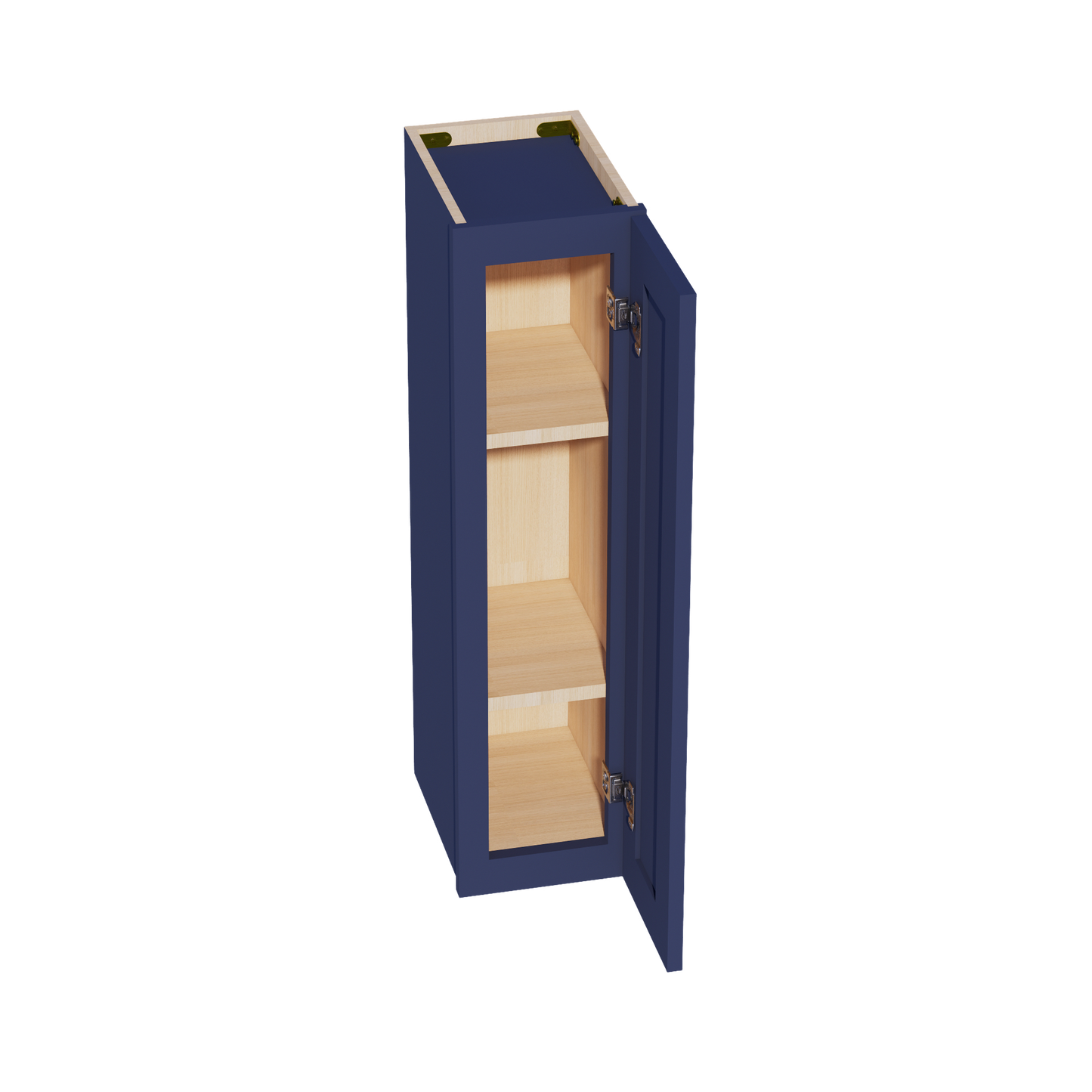 HB-W0936: Indigo Blue Shaker 09"W x 36"H 1 Door & 2 Shelves Standard Wall Cabinet