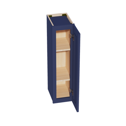 HB-W0936: Indigo Blue Shaker 09"W x 36"H 1 Door & 2 Shelves Standard Wall Cabinet