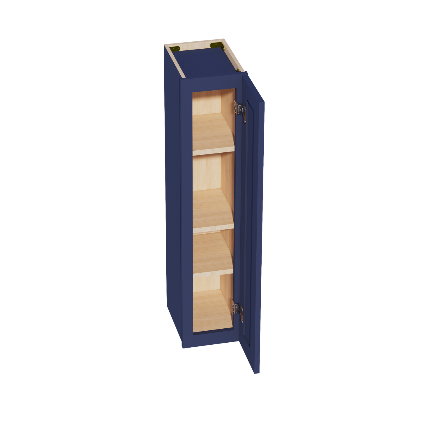 HB-W0942: Indigo Blue Shaker 09"W x 42"H 1 Door & 3 Shelves Standard Wall Cabinet