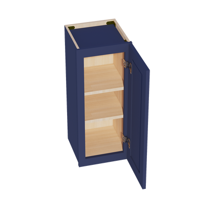 HB-W1230:: Indigo Blue Shaker 12"W x 30"H 1 Door & 2 Shelves Standard Wall Cabinet