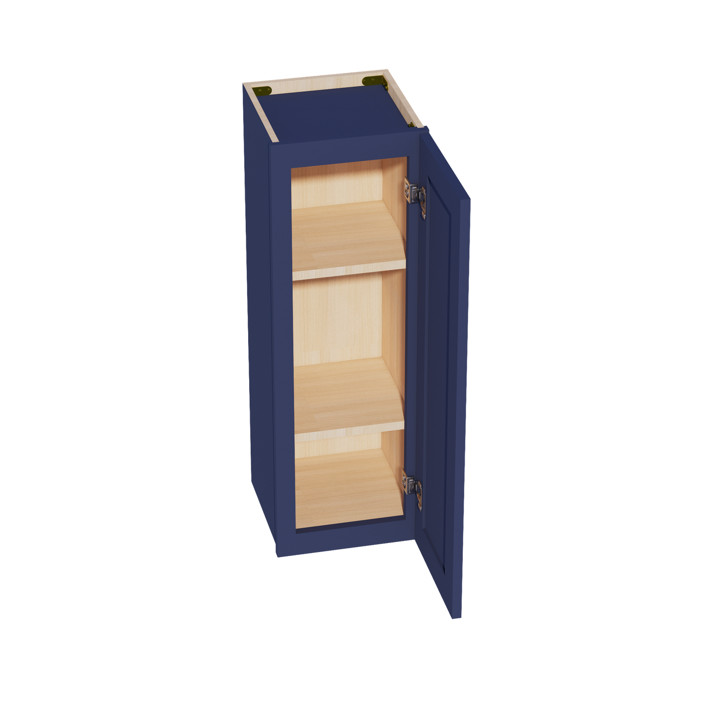 HB-W1236: Indigo Blue Shaker 12"W x 36"H 1 Door & 2 Shelves Standard Wall Cabinet