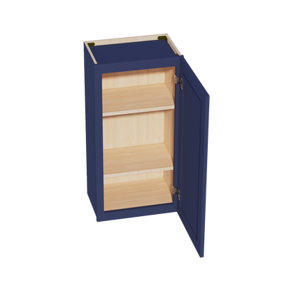 HB-W1836: Indigo Blue Shaker 18"W x 36"H 1 Door & 2 Shelves Standard Wall Cabinet