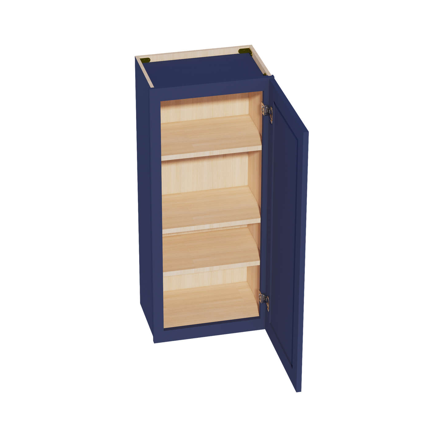 HB-W1842: Indigo Blue Shaker 18"W x 42"H 1 Door & 3 Shelves Standard Wall Cabinet