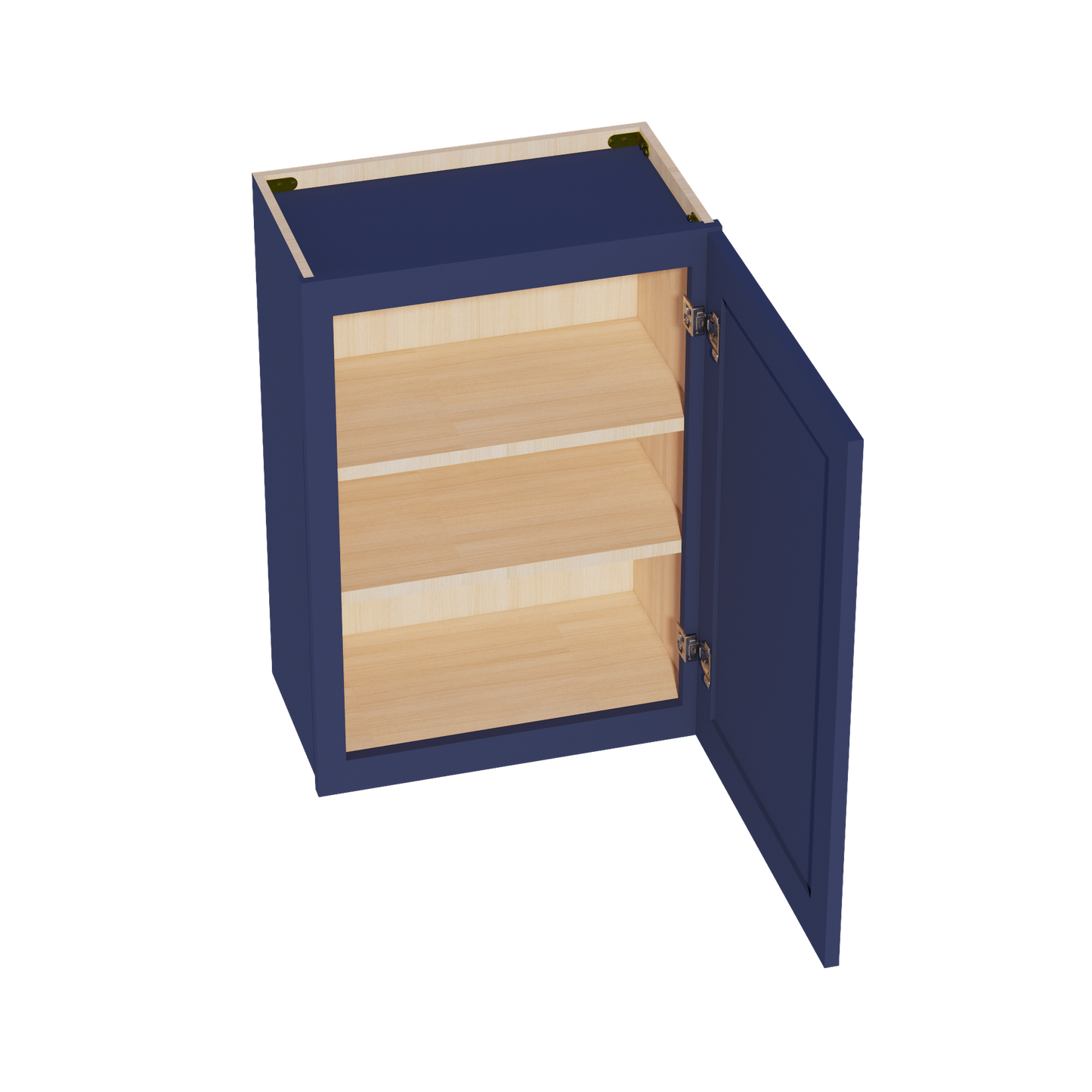 HB-W2130: Indigo Blue Shaker 21"W x 30"H 1 Door & 2 Shelves Standard Wall Cabinet