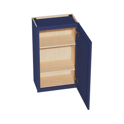 HB-W2136: Indigo Blue Shaker 21"W x 36"H 1 Door & 2 Shelves Standard Wall Cabinet