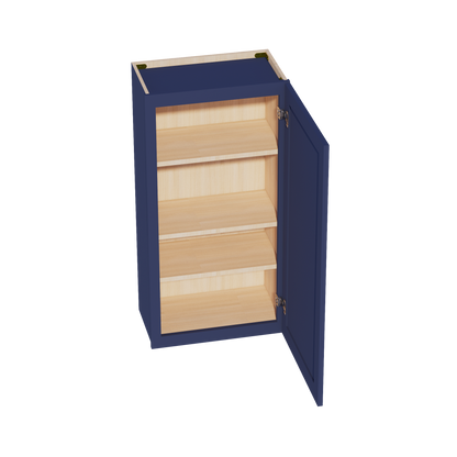 HB-W2142: Indigo Blue Shaker 21"W x 42"H 1 Door & 3 Shelves Standard Wall Cabinet