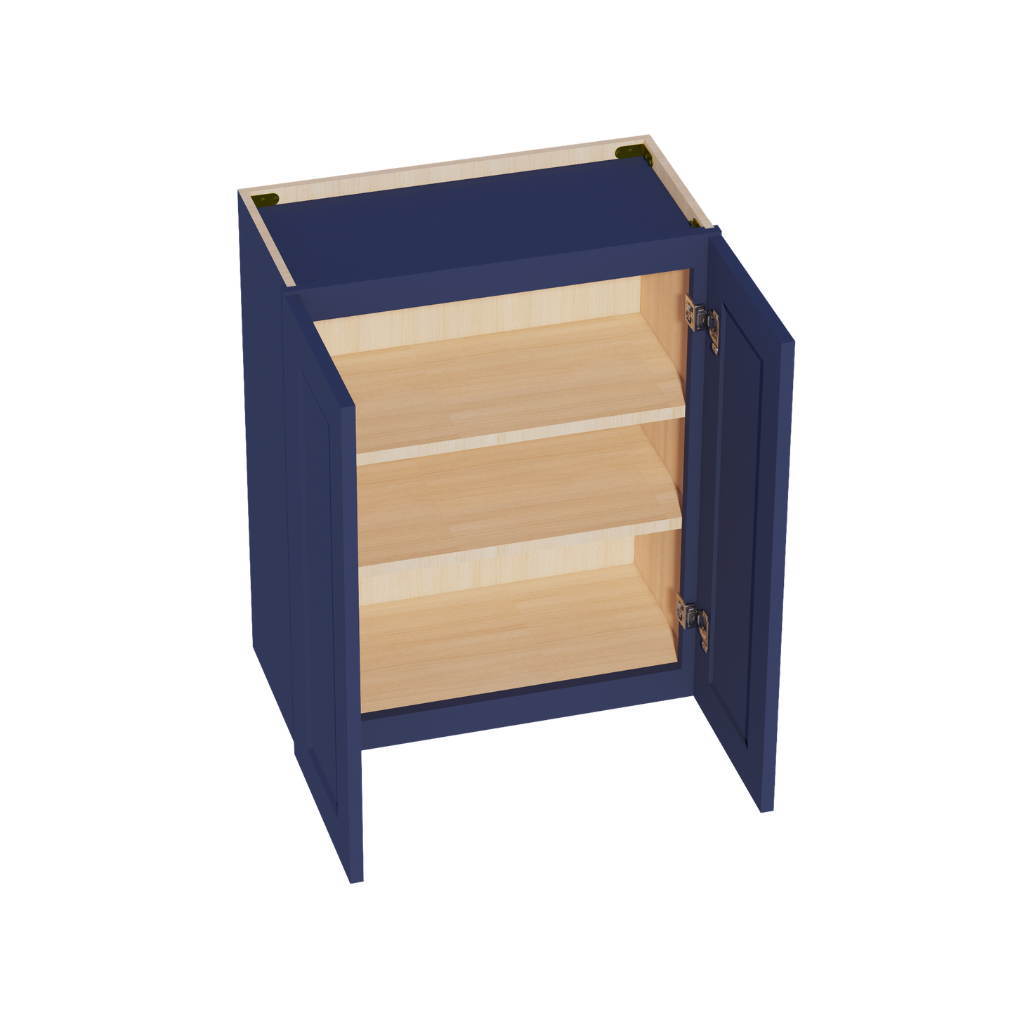 HB-W2430: Indigo Blue Shaker 24"W x 30"H 2 Doors & 2 Shelves Standard Wall Cabinet