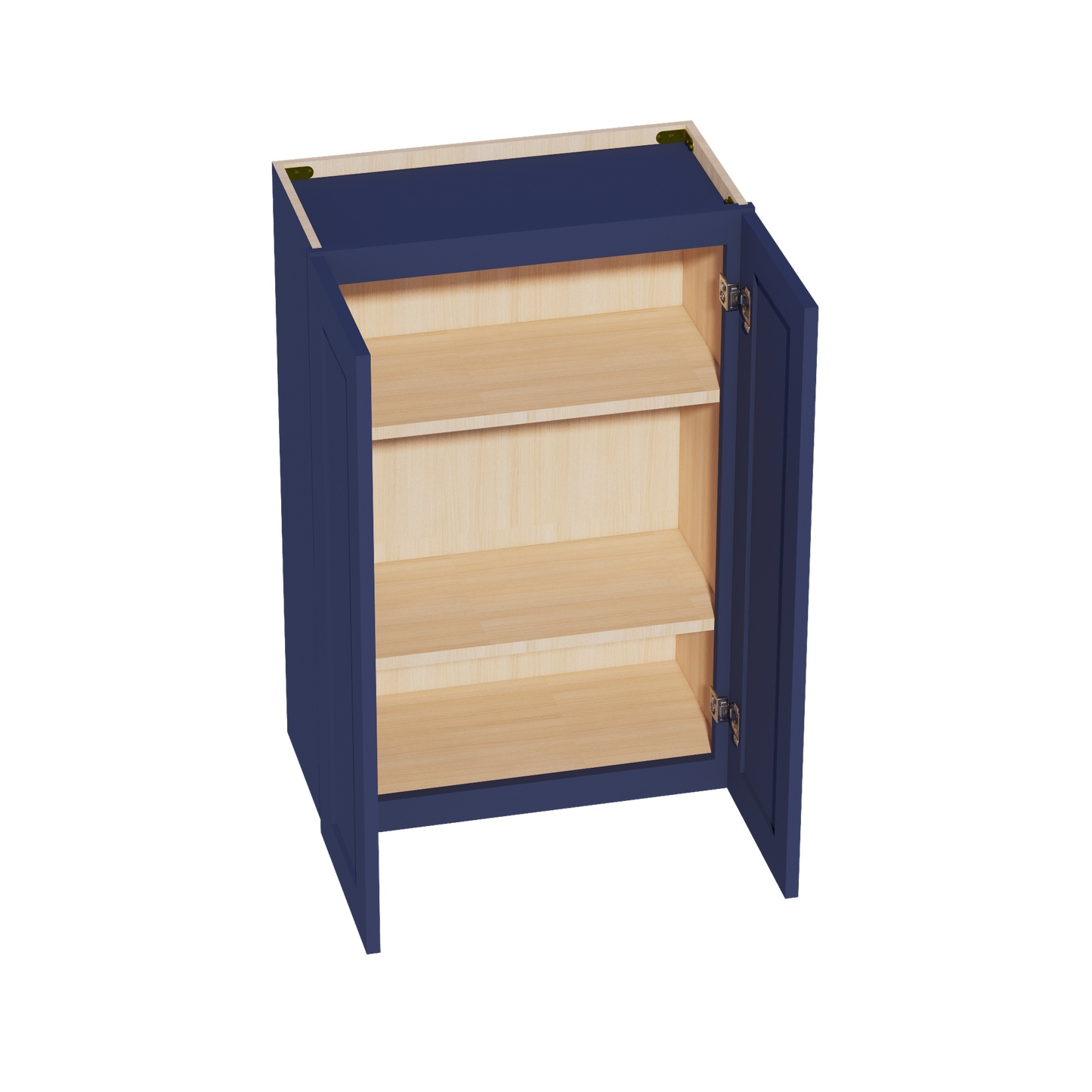 HB-W2436: Indigo Blue Shaker 24"W x 36"H 2 Doors & 2 Shelves Standard Wall Cabinet