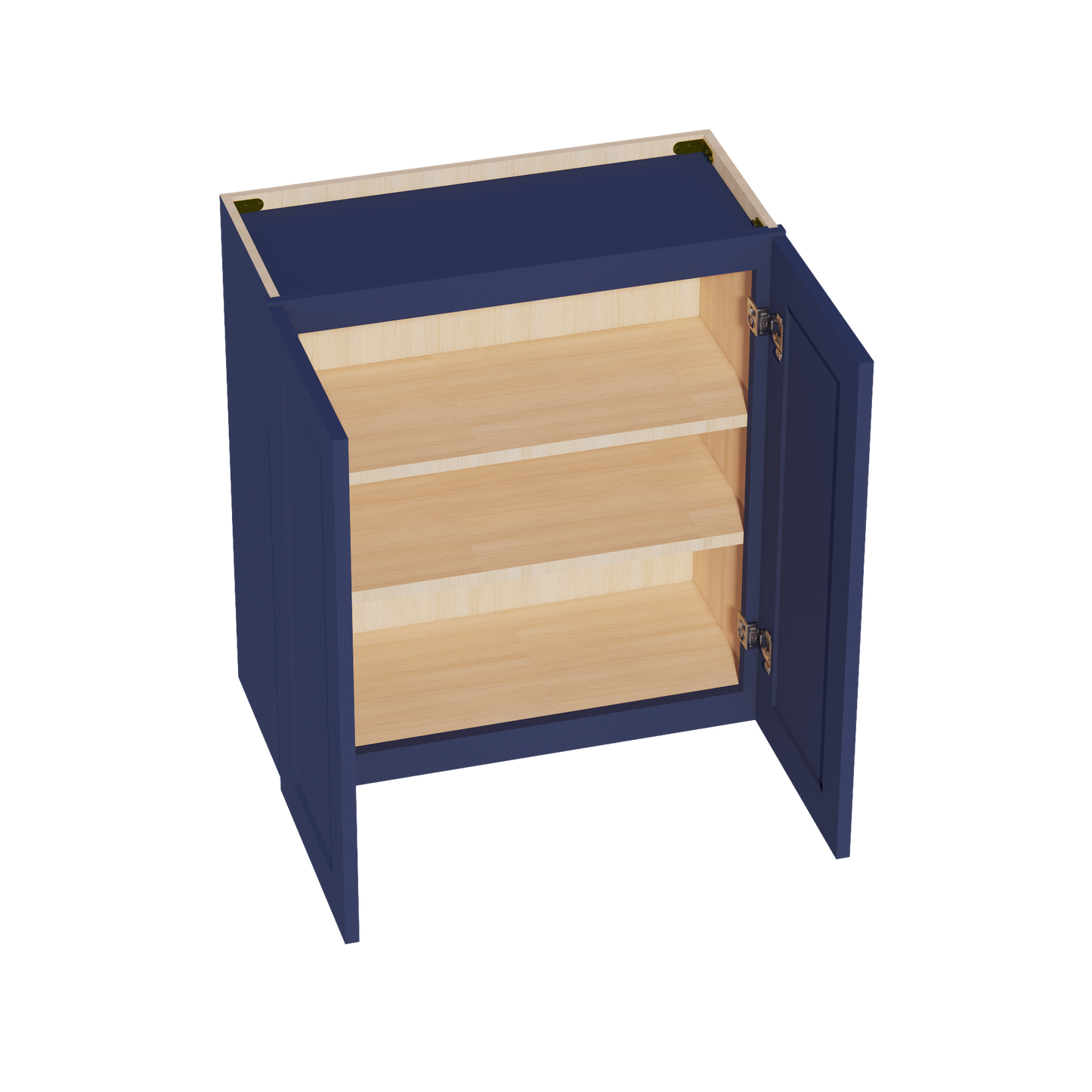 HB-W2730: Indigo Blue Shaker 27"W x 30"H 2 Doors & 2 Shelves Standard Wall Cabinet