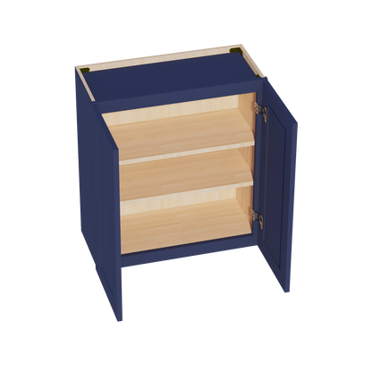 HB-W2730: Indigo Blue Shaker 27"W x 30"H 2 Doors & 2 Shelves Standard Wall Cabinet