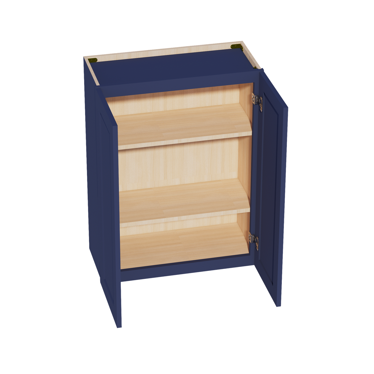 HB-W2736: Indigo Blue Shaker 27"W x 36"H 2 Doors & 2 Shelves Standard Wall Cabinet