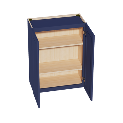 HB-W2736: Indigo Blue Shaker 27"W x 36"H 2 Doors & 2 Shelves Standard Wall Cabinet