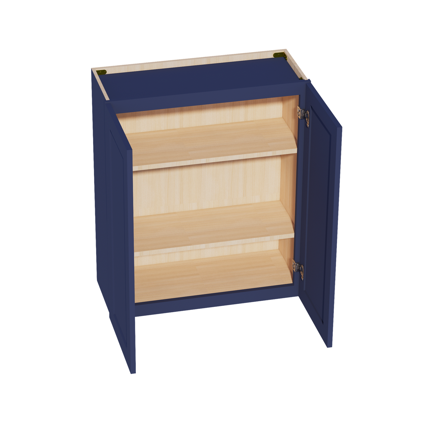 HB-W3036: Indigo Blue Shaker 30"W x 36"H 2 Doors & 2 Shelves Standard Wall Cabinet