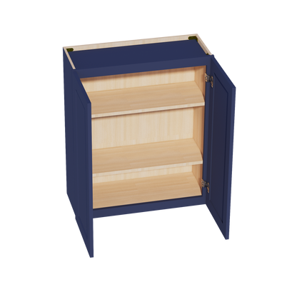 HB-W3036: Indigo Blue Shaker 30"W x 36"H 2 Doors & 2 Shelves Standard Wall Cabinet