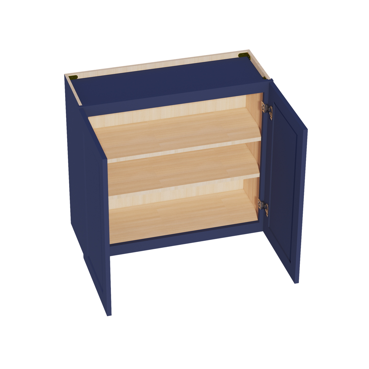 HB-W3330: Indigo Blue Shaker 33"W x 30"H 2 Doors & 2 Shelves Standard Wall Cabinet