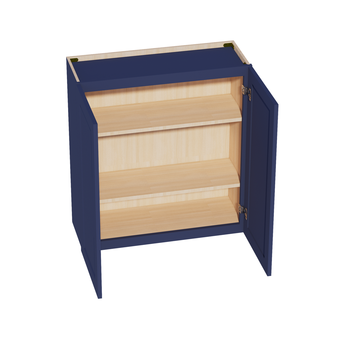 HB-W3336: Indigo Blue Shaker 33"W x 36"H 2 Doors & 2 Shelves Standard Wall Cabinet