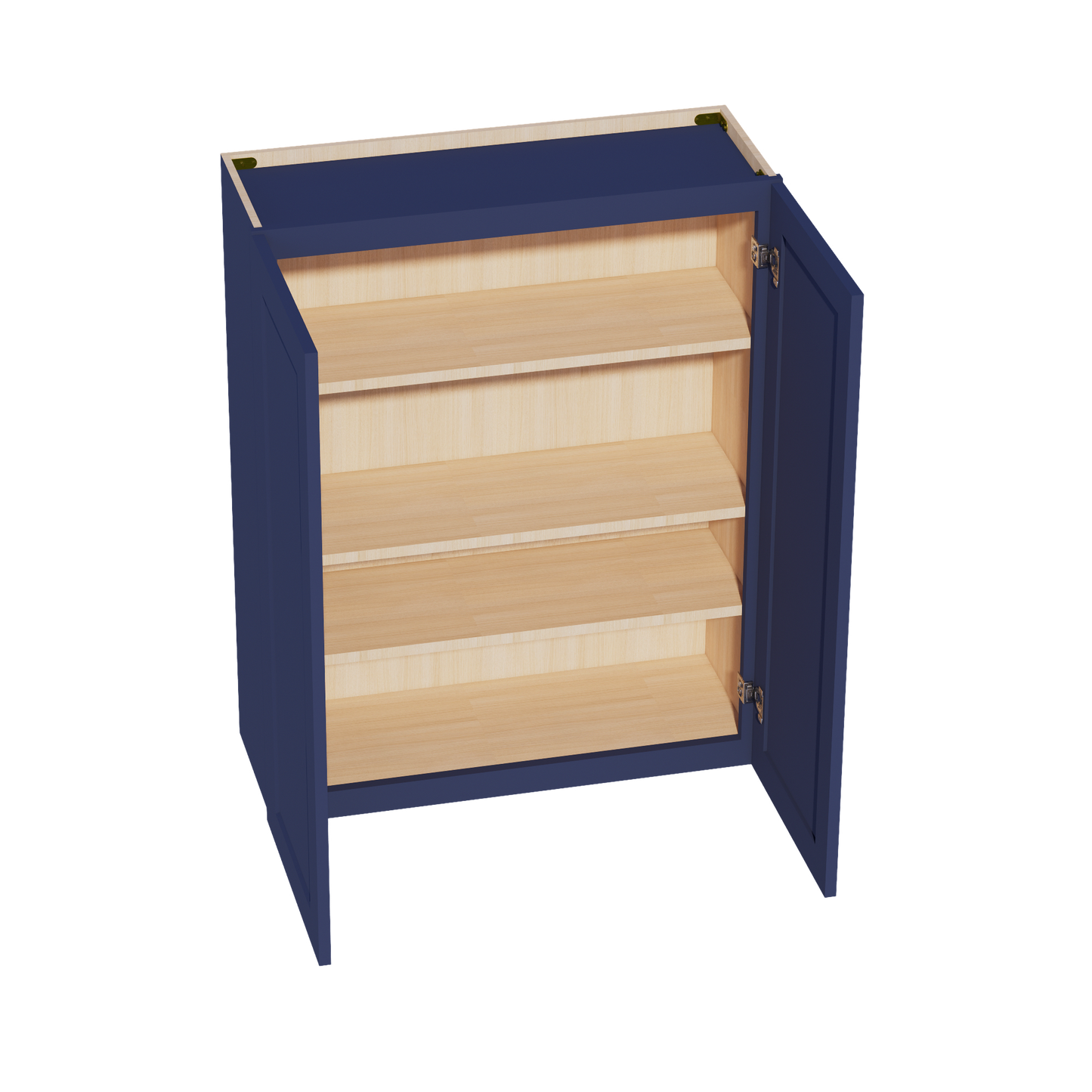 HB-W3342: Indigo Blue Shaker 33"W x 42"H 2 Doors & 3 Shelves Standard Wall Cabinet