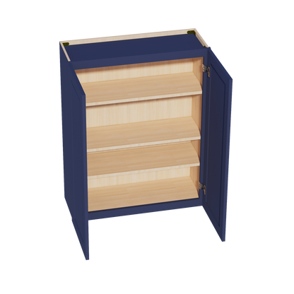 HB-W3342: Indigo Blue Shaker 33"W x 42"H 2 Doors & 3 Shelves Standard Wall Cabinet