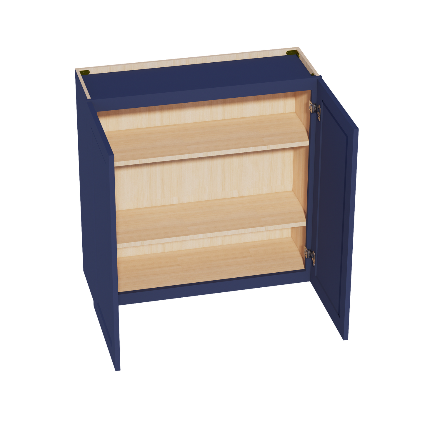 HB-W3636: Indigo Blue Shaker 36"W x 36"H 2 Doors & 2 Shelves Standard Wall Cabinet