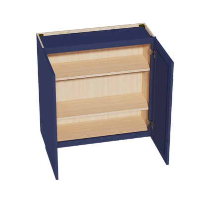 HB-W3636: Indigo Blue Shaker 36"W x 36"H 2 Doors & 2 Shelves Standard Wall Cabinet