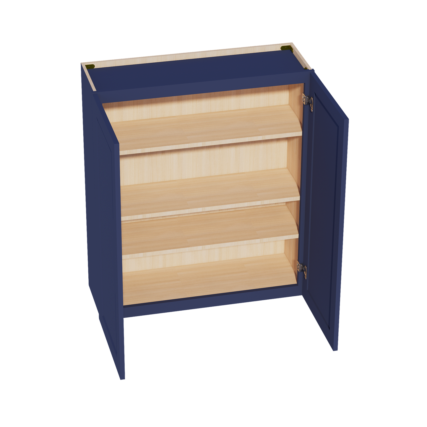 HB-W3642: Indigo Blue Shaker 36"W x 42"H 2 Doors & 3 Shelves Standard Wall Cabinet