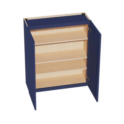 HB-W3642: Indigo Blue Shaker 36"W x 42"H 2 Doors & 3 Shelves Standard Wall Cabinet