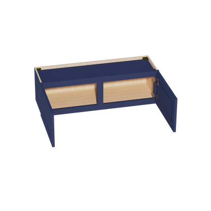 HB-W3912: Indigo Blue Shaker 39"W x 12"H 2 Doors Standard Wall Bridge Cabinet