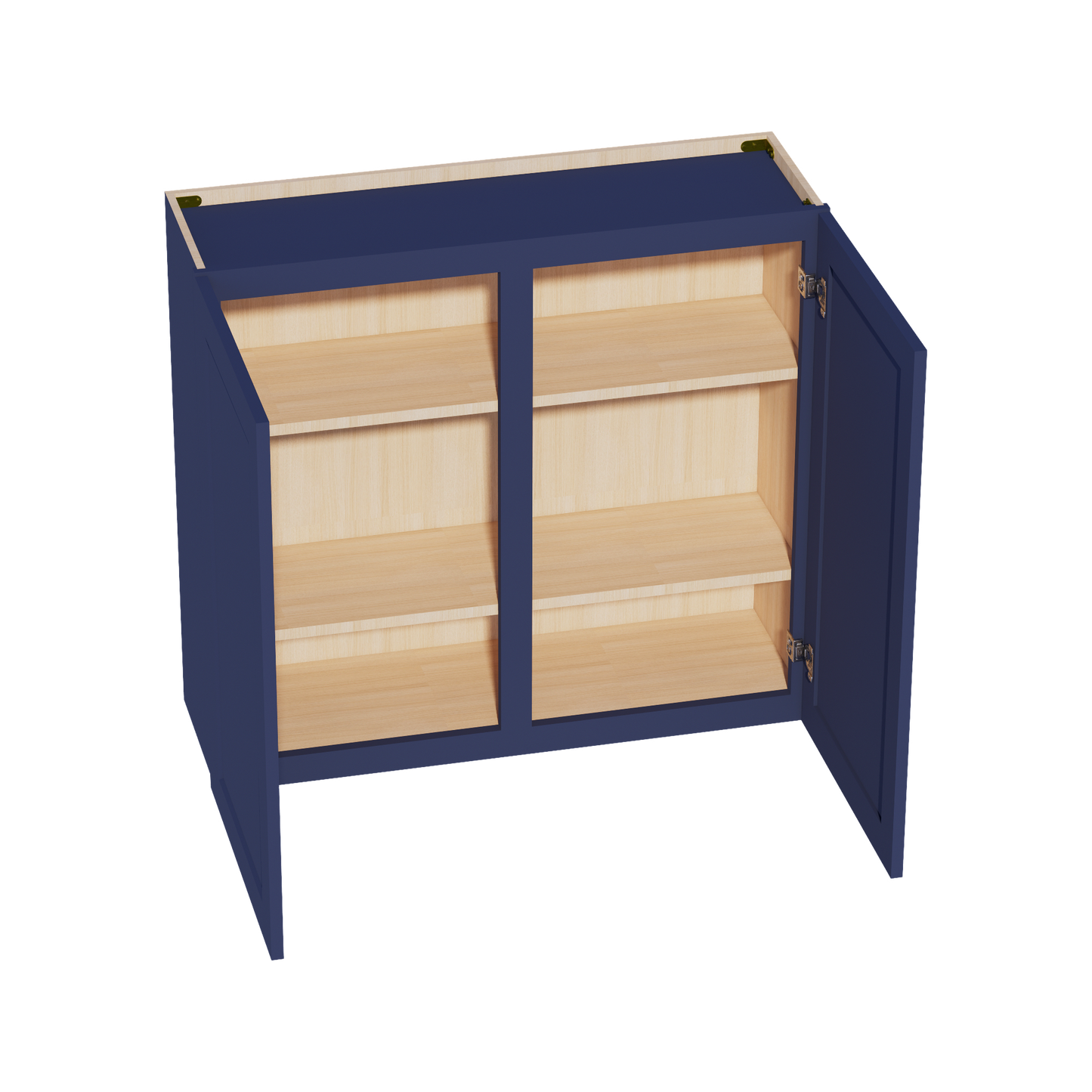 HB-W3936: Indigo Blue Shaker 39"W x 36"H 2 Doors & 2 Shelves Standard Wall Cabinet