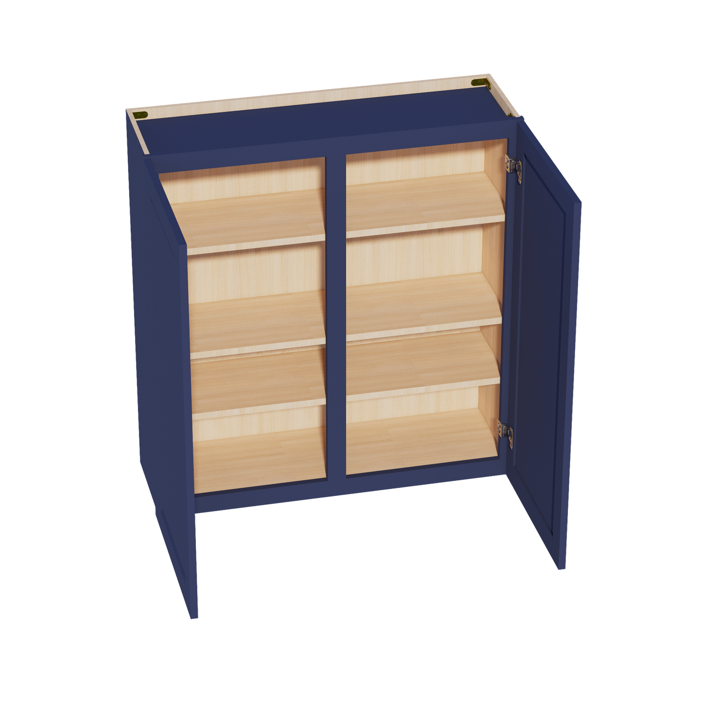 HB-W3942: Indigo Blue Shaker 39"W x 42"H 2 Doors & 3 Shelves Standard Wall Cabinet