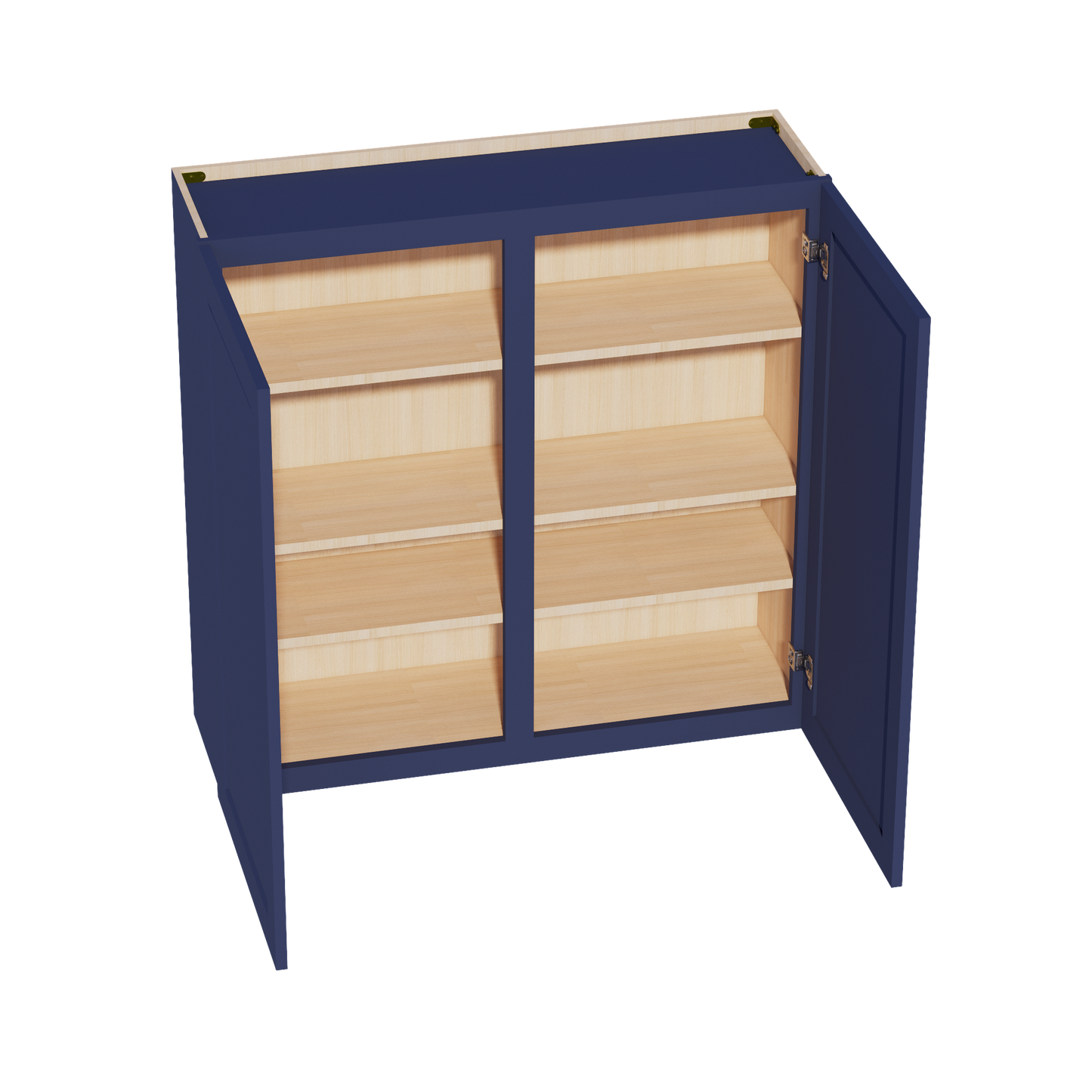 HB-W4242: Indigo Blue Shaker 42"W x 42"H 2 Doors & 3 Shelves Standard Wall Cabinet