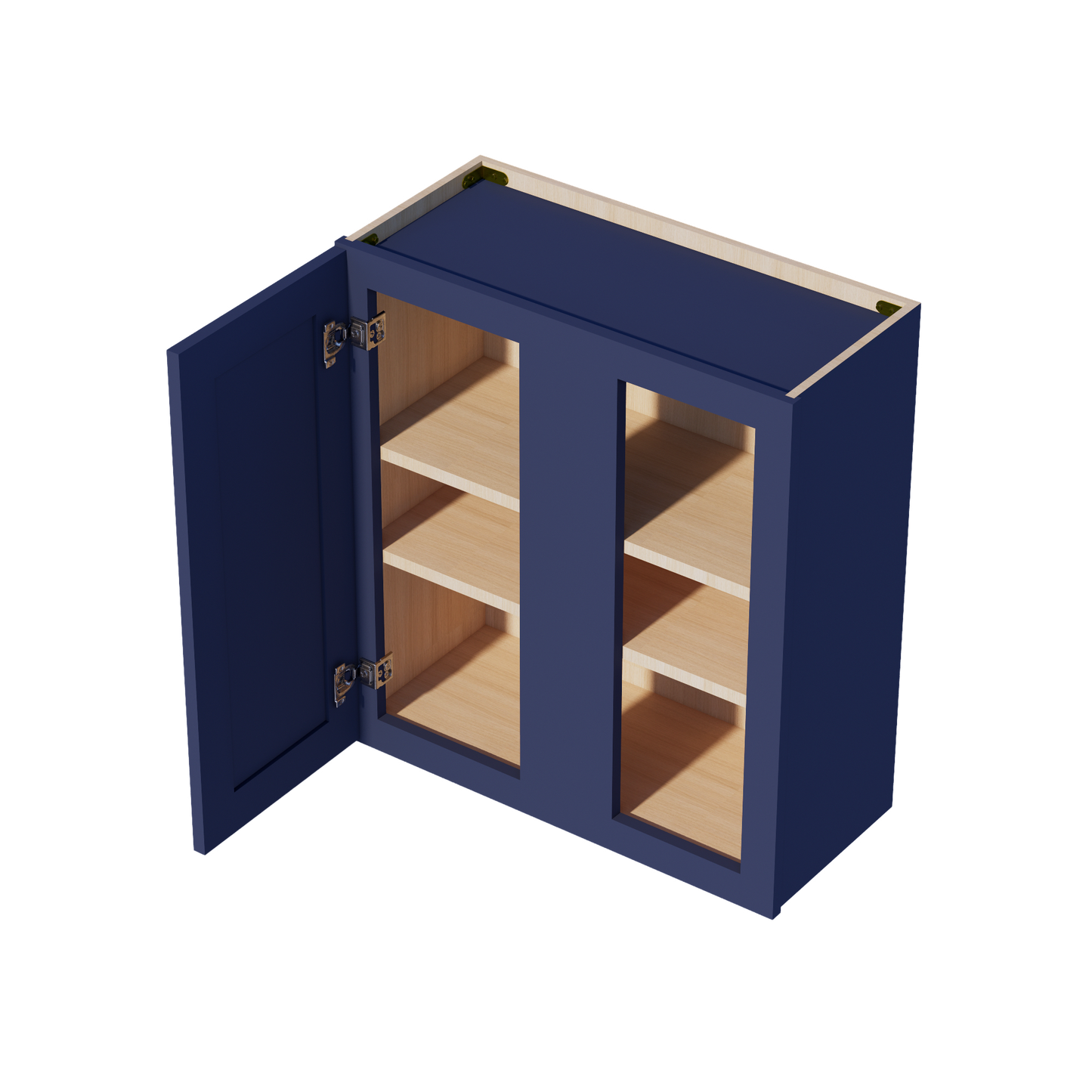 HB-WBC2730: Indigo Blue Shaker 27"W x 30"H 1 Door & 2 Shelves Wall Blind Corner Cabinets