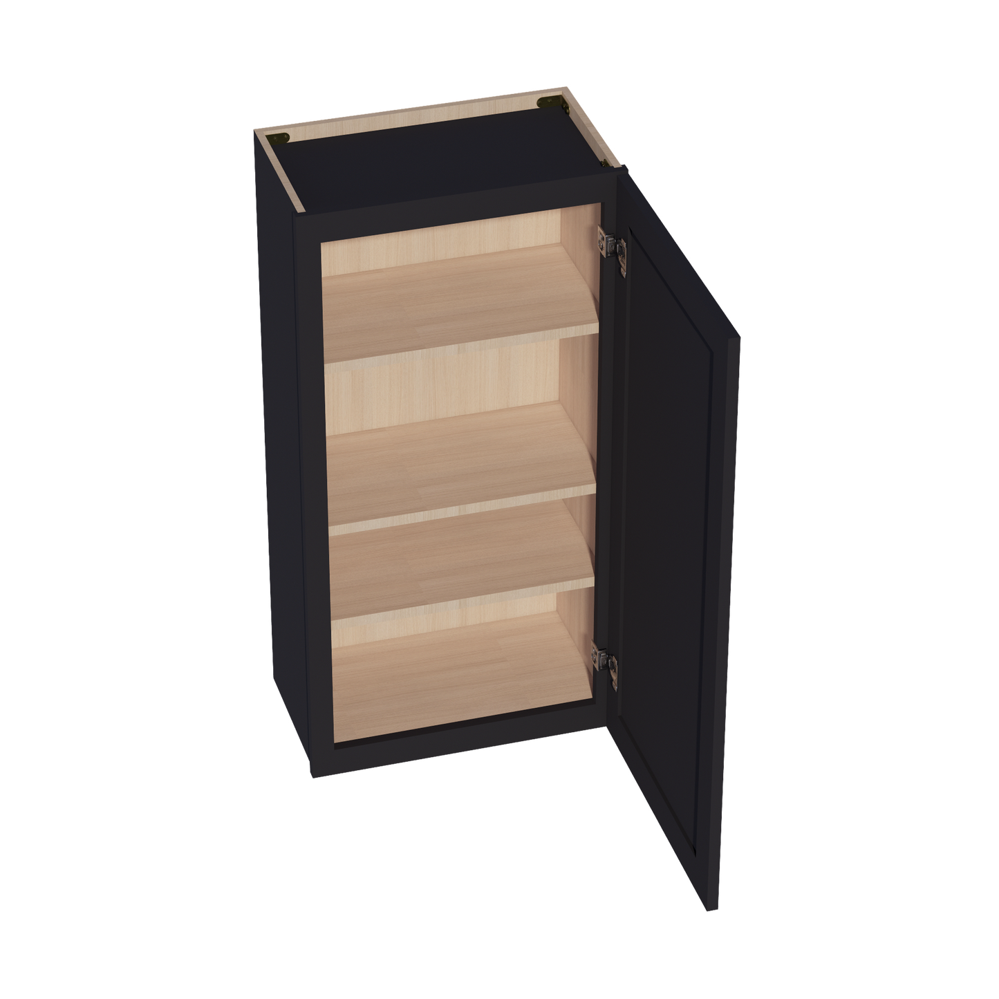 HE-W2142: Ebony Black Shaker 21"W x 42"H 1 Door & 3 Shelves Standard Wall Cabinet