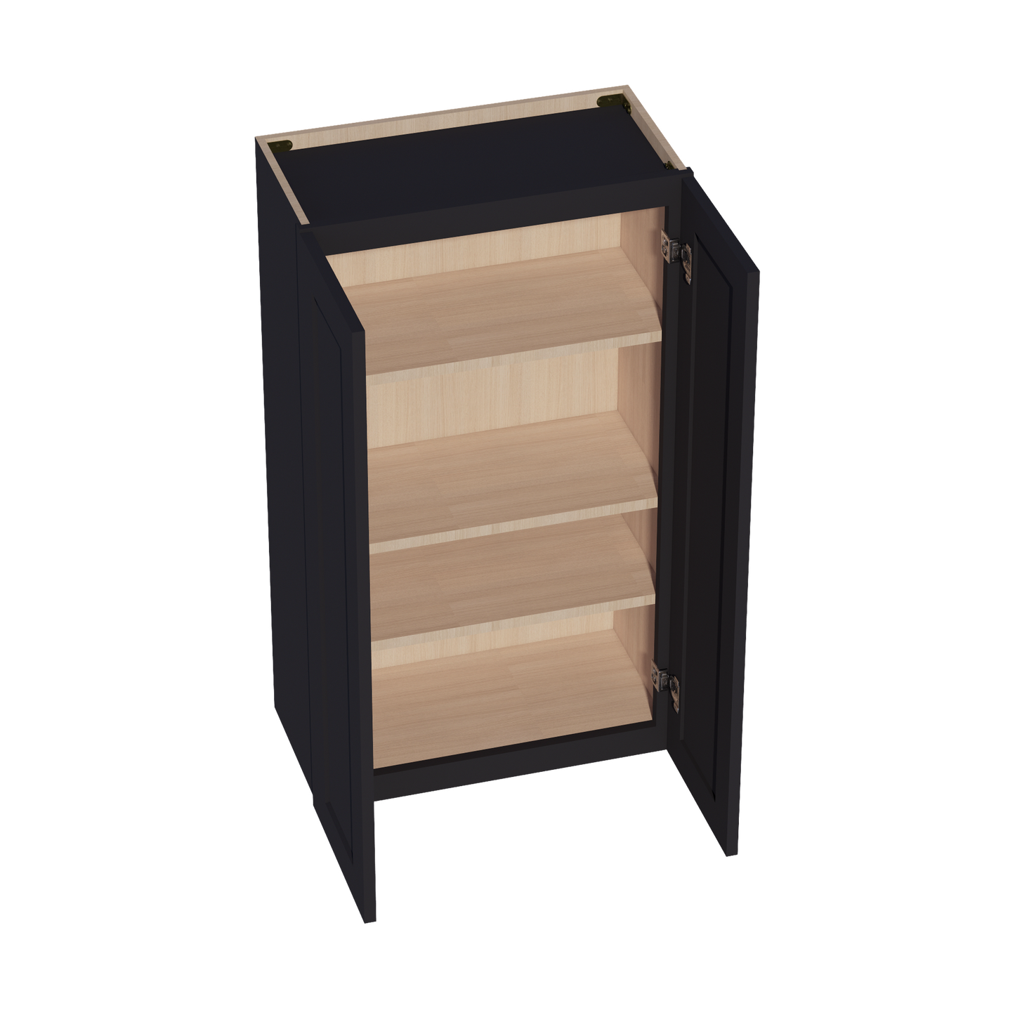 HE-W2442: Ebony Black Shaker 24"W x 42"H 2 Doors & 3 Shelves Standard Wall Cabinet