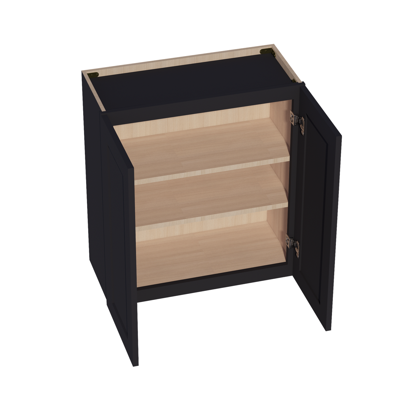 HE-W2730: Ebony Black Shaker 27"W x 30"H 2 Doors & 2 Shelves Standard Wall Cabinet