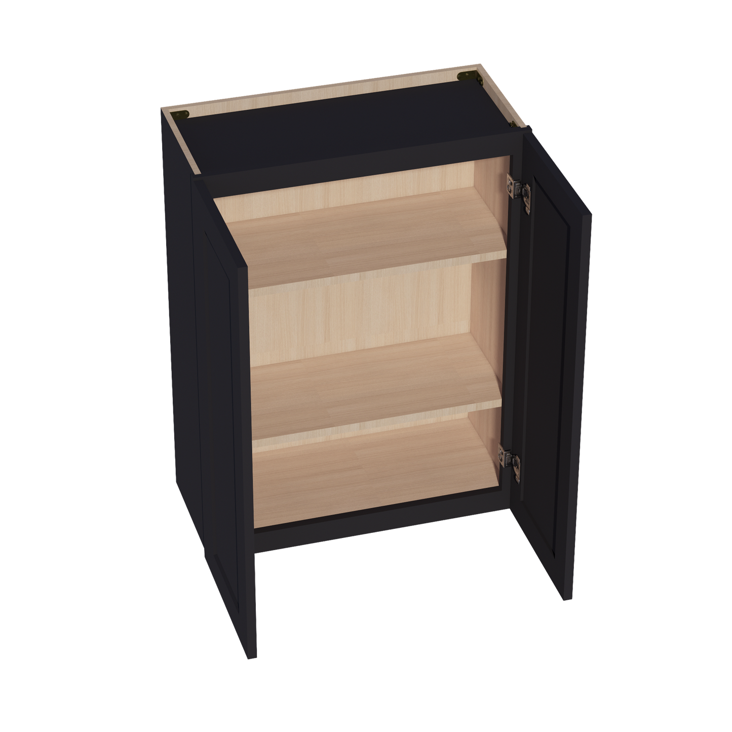 HE-W2736: Ebony Black Shaker 27"W x 36"H 2 Doors & 2 Shelves Standard Wall Cabinet