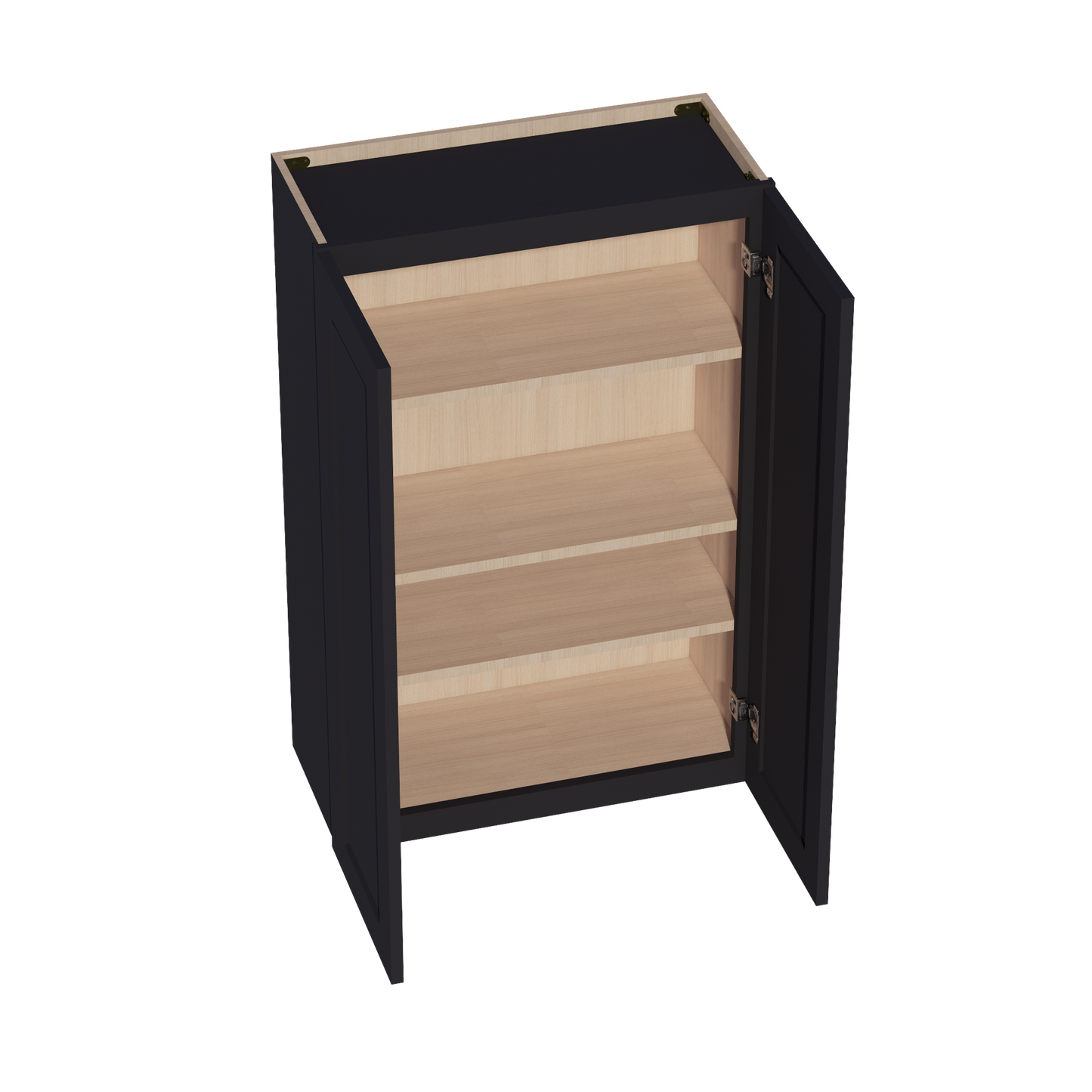 HE-W2742: Ebony Black Shaker 27"W x 42"H 2 Doors & 3 Shelves Standard Wall Cabinet