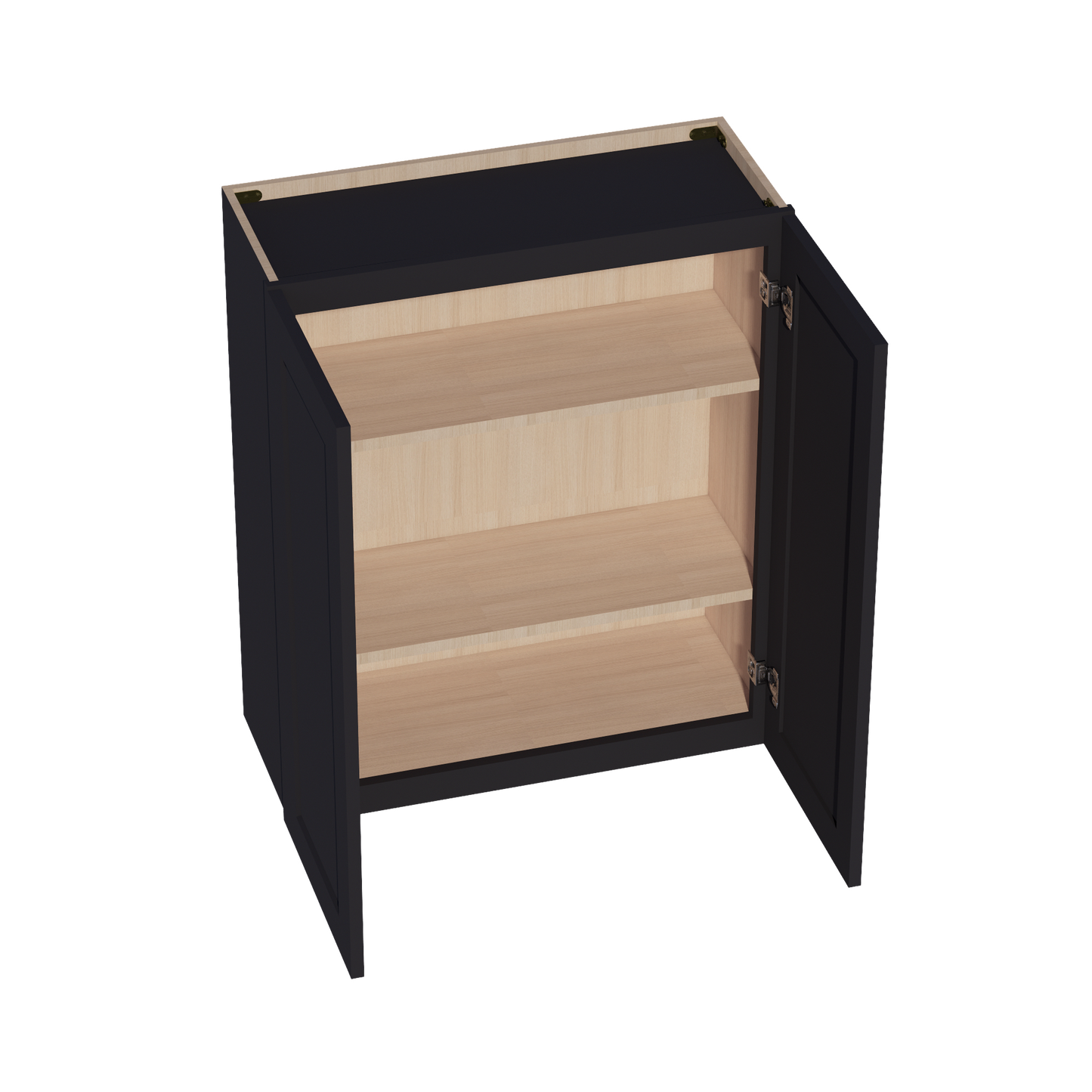 HE-W3036: Ebony Black Shaker 30"W x 36"H 2 Doors & 2 Shelves Standard Wall Cabinet