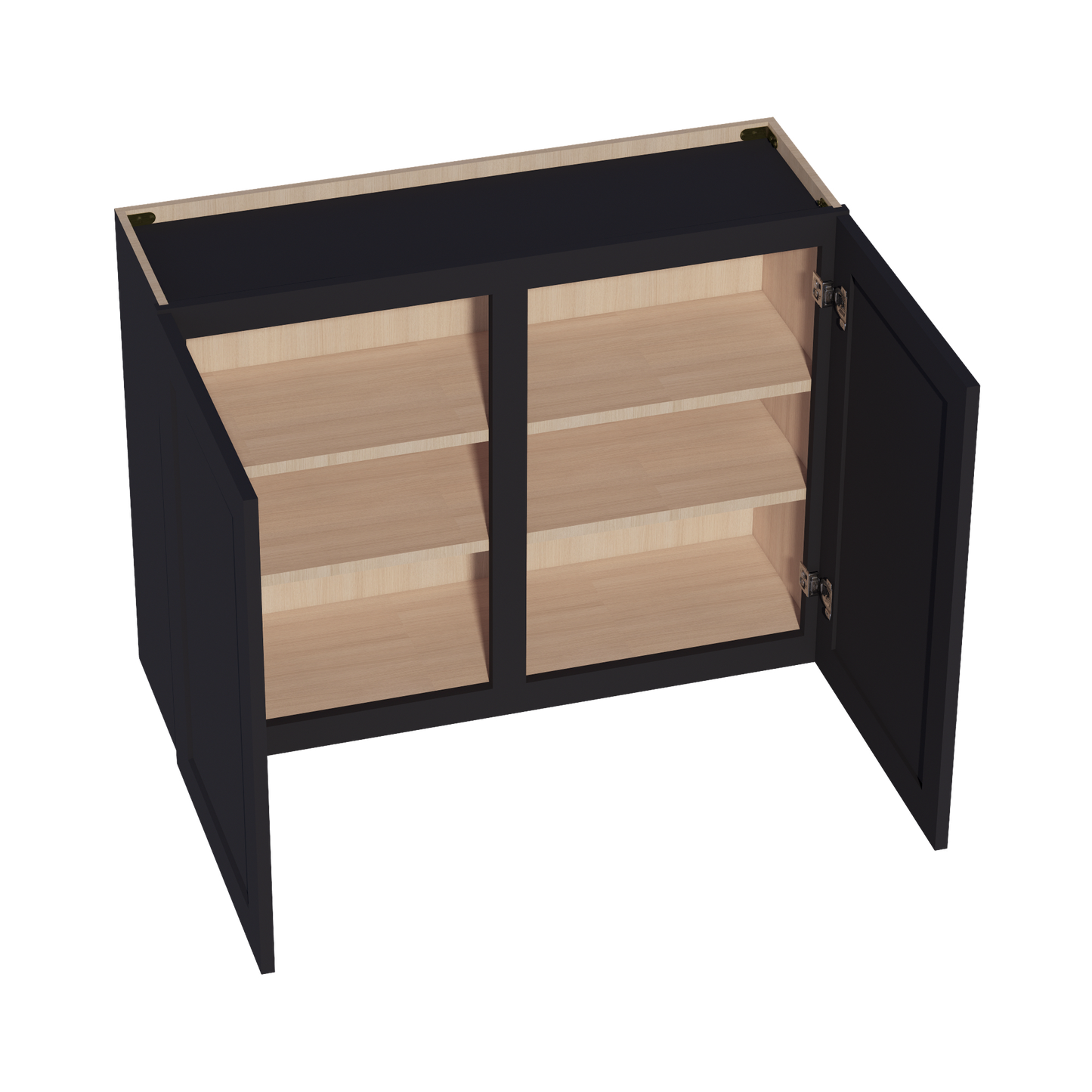 HE-W3930: Ebony Black Shaker 39"W x 30"H 2 Doors & 2 Shelves Standard Wall Cabinet