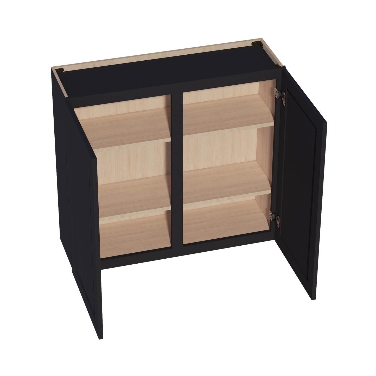 HE-W3936: Ebony Black Shaker 39"W x 36"H 2 Doors & 2 Shelves Standard Wall Cabinet