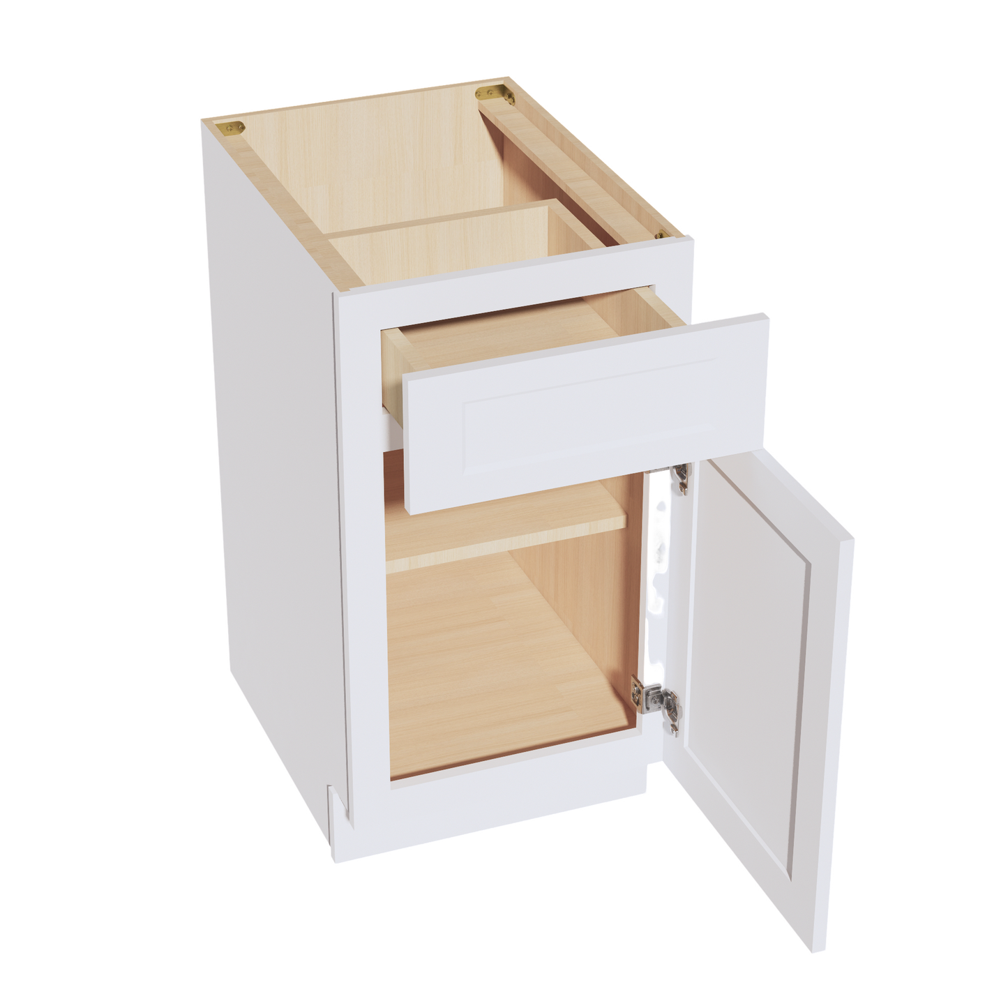 HF-B18: Frost White Shaker 18" 1 Drawer 1 Door Standard Base Cabinet